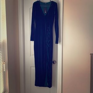 Velvet green formal dress